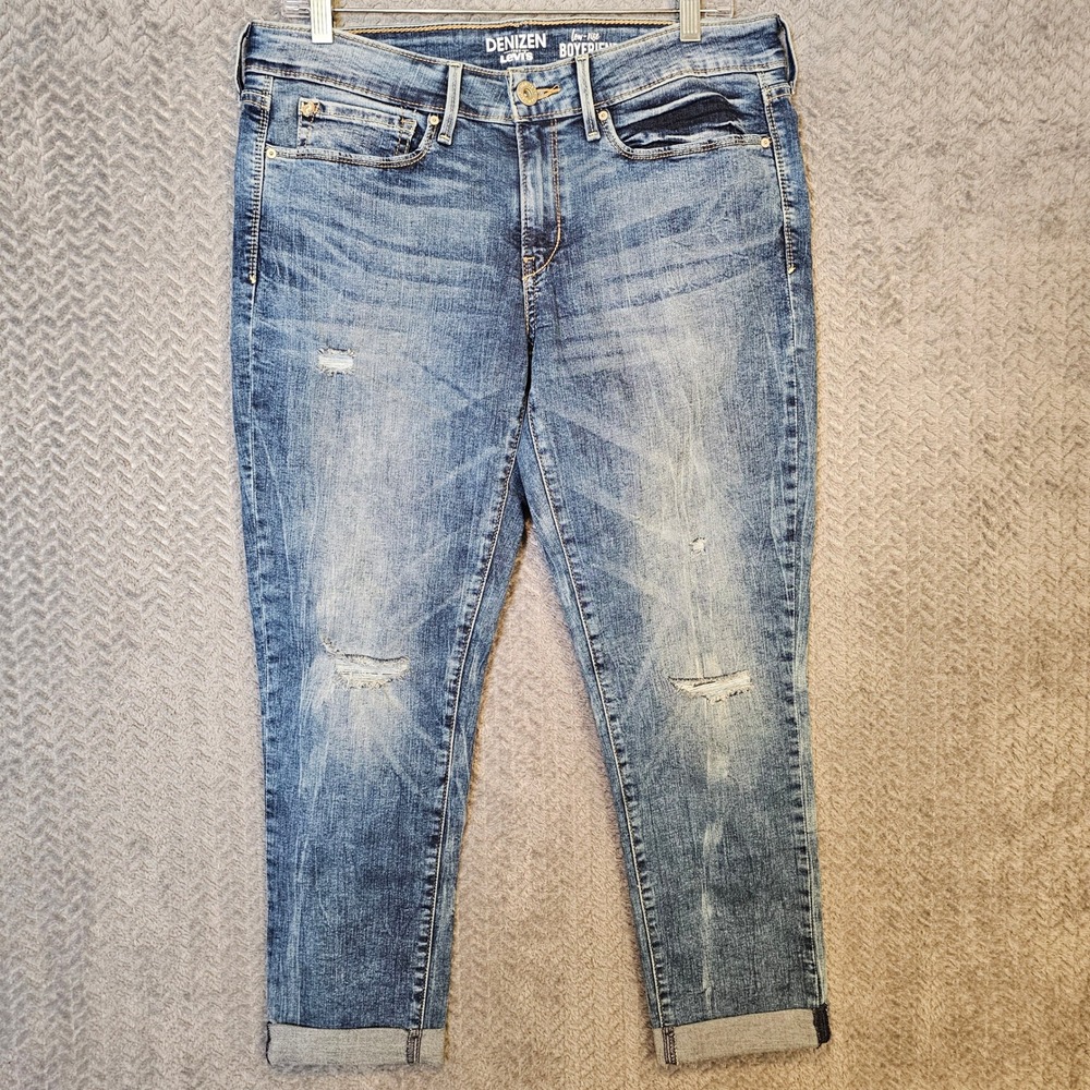 Denizen from Levis Womens Low Rise Boyfriend Jeans Blue Distressed Size 11 W30